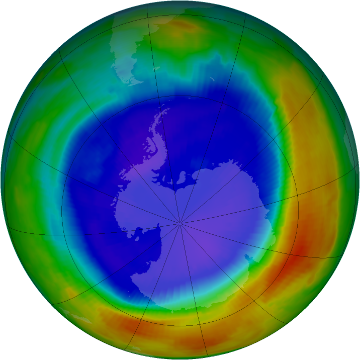Antarctic ozone map for 09 September 1996